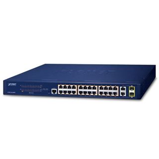 PLANET, 24 Port 10/100 Mbits POE Managed switch, 24 Ports 10/100 Mbits + 2 Gbit Ports 30.8 Watt IEEE 802.3af, 19" 1 RU rack mounting, 220W output max,