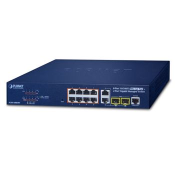 PLANET, 8 Port 10/100Mbps POE switch, 8 Ports 10/100Mbps 30.8 Watt IEEE 802.3af, +2 shared Gigabit/SPF ports, 125W output max