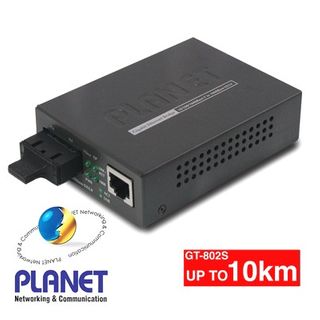 PLANET, Fibre converter, 10/100/1000 Mbps, Ethernet to 1000 base-LX fibre, Single Mode, Up to 10km, SC connectors, Includes power supply.