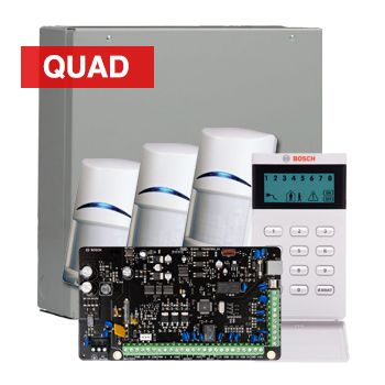 BOSCH, Solution 4000, Alarm kit, Includes ICP-SOL4-P panel, IUI-SOL-ICON LCD keypad, 3x ISC-BPQ2-W12 quad detectors,