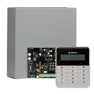 BOSCH, Solution 4000, Alarm kit, Includes ICP-SOL4-P panel, IUI-SOL-TEXT LCD keypad & MW400 cabinet.