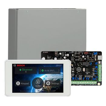 BOSCH, Solution 4000, Alarm kit, Includes ICP-SOL4-P panel, IUI-SOL-TS5 touch screen keypad & MW400 cabinet.