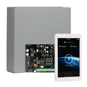 BOSCH, Solution 4000, Alarm kit, Includes ICP-SOL4-P panel, IUI-SOL-TS7 touch screen keypad & MW400 cabinet.