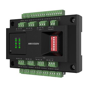 HIKVISION, 2 Door access control sub module, 2x relays, 8x inputs, 2x alarm outputs, 2x Wiegand inputs, RS485, 12V DC.