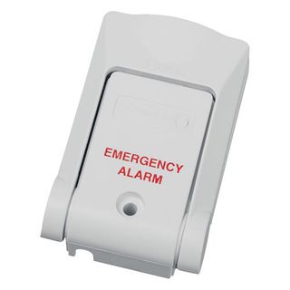 SENTROL, Pull down panic switch, Surface mount, White, Momentary, Labelled "Emergency Alarm", N/C, 45 x 74 x 19mm (WxHxD).