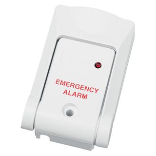 SENTROL, Pull down panic switch, Surface mount, White, Momentary, Labelled "Emergenty Alarm", N/C, 45 x 74 x 19mm (WxHxD).