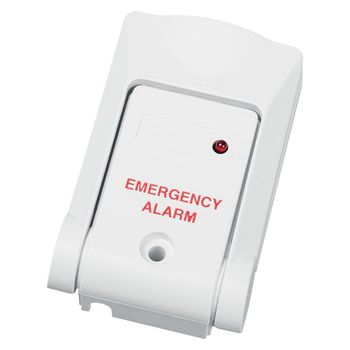 SENTROL, Pull down panic switch, Surface mount, White, Momentary, Labelled "Emergenty Alarm", N/C, 45 x 74 x 19mm (WxHxD).