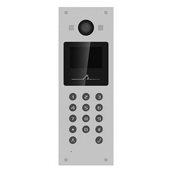 HIKVISION, Intercom, IP Video apartment door station, 10,000 card (Mifare), 4.3" LCD screen, 2MP camera, 2x relay contacts, IP65, 12V DC, 1A.