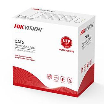 HIKVISION CABLE, CAT6 Outdoor, 4 pair 8 x 1/0.55 U/UTP, UV rated sheath, 305m box, black.