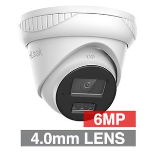 HILOOK, IntelliSense 6MP HD-IP Outdoor Turret camera, Metal, White, 4.0mm fixed lens, 30m IR, 120dB WDR, Day/Night (ICR), 1/2.4" CMOS, H.265/H.265+, IP67, Tri-axis, Microphone, 12V DC/PoE