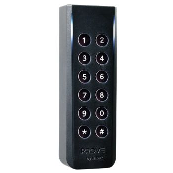 NIDAC (Prove), Keypad/Reader, 6x2 style slimline, Black, IP67 weather resistant, Illuminated membrane keypad, Dual frequency, Wiegand or Presco, Compatible with all Presco decoders, 9-28V DC