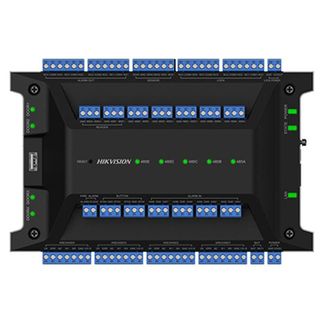 HIKVISION, 4 Door Network access controller (NO CABINET), Browser support, Exp to 128 doors, 4x relays, 20x inputs, 4x alarm outputs, 4x Wiegand inputs, 100,000 users, 600,000 events, RS-485, 12V DC.