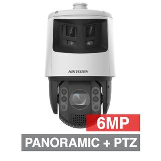 HIKVISION, HD-IP TandemVu Outdoor PTZ camera, 6MP 180 degree Full colour Panoramic, PTZ is 32x Zoom & 4MP, 200m IR/30m white light, 1/2.5" CMOS, 0.0005Lux (sens-up), H.265/H.265+, IP66, 24V AC/Hi-POE