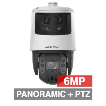 HIKVISION, HD-IP TandemVu Outdoor PTZ camera, 6MP 180 degree Full colour Panoramic, PTZ is 32x Zoom & 4MP, 200m IR/30m white light, 1/2.5" CMOS, 0.0005Lux (sens-up), H.265/H.265+, IP66, 24V AC/Hi-POE