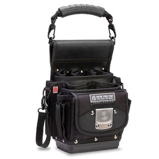 VETO PRO PAC, Tech Series, BLACKOUT small HVAC technician tool bag, Hard Bottom Open style, 20 vertical tool pockets, 2 long side pockets, Weather resistant fabric, 121(D) x 178(W) x 241(H)mm