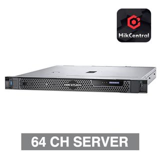 HIKVISION, Rackmount Dell Server with Hik-Central Software, 64 channels, expandable to 3000, Intel Xeon E-2324G, 16GB RAM, Windows Server 2019, 2x 1TB SATA, 2x NIC, 1x VGA