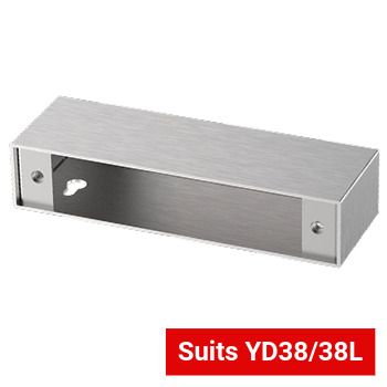 BQT, Surface mount housing to suit YD38/YD38L Drop bolt, includes 3M adhesive tape for mounting to glass doors.