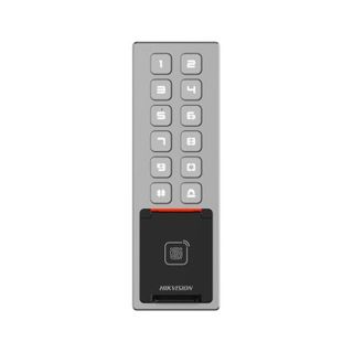 HIKVISION, Access Terminal, Mifare RFID reader, Keypad PIN, Fingerprint reader, Up to 10,000 cards & 3,000 fingerprints, TCP/IP, Mobile APP, Wiegand, 1x Relay, IP65, IK08, 12V DC,