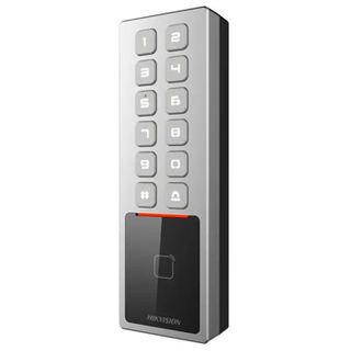 HIKVISION, Access Terminal, Mifare RFID reader, Keypad PIN, Up to 10,000 cards, TCP/IP, Mobile APP, Wiegand, 1x Relay, IP65, IK08, 12V DC,