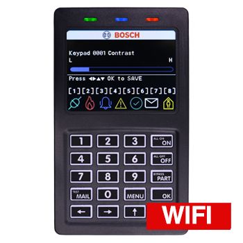 BOSCH, Solution 6000, Keypad + with Smart Prox & Wifi IP Module (2.4Ghz only), 3.5" Alphanumeric Colour LCD, BLACK, Touch tone & backlit keys, Adj volume, backlight & contrast, Suits Sol. 6000 panel