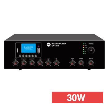 CMX, Compact, Mixer power amplifier, 30W RMS, Outputs 100V line and 4-16 Ohms, With 1 balanced and 2 unbalanced mic inputs, 2 unbalanced aux inputs,MP3 player, FM tuner, DAB+, Bluetooth,