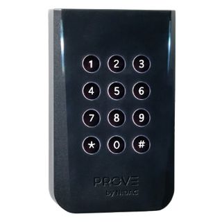 NIDAC (Prove), Keypad/Reader, 4x3 style slimline, Black, IP67 weather resistant, Illuminated membrane keypad, Dual frequency, Wiegand or Presco, Compatible with all Presco decoders, 9-28V DC
