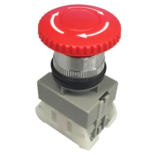 VANGUARD, Mushroom head push button, Twist to release, Red,