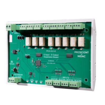 NIDAC (Prescient), Input/Output expansion board to suit DN4 Door Controller, 8x input with EOL, 2 x Relays.