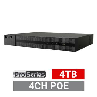 HILOOK, PRO SERIES, HD-IP PoE NVR, 4 channel POE, 40Mbps bandwidth, 1x 4TB SATA HDD (up to 1x 16TB), 4K, VMD, USB/Network backup, Ethernet, 2x USB2.0, 1 Audio In/Out, HDMI/VGA (independent)
