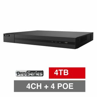 HILOOK, PRO SERIES, HD-IP PoE NVR, 4 channel POE, 40Mbps bandwidth, 1x 4TB SATA HDD (up to 1x 16TB), 4K, VMD, USB/Network backup, Ethernet, 2x USB2.0, 1 Audio In/Out, HDMI/VGA (independent)