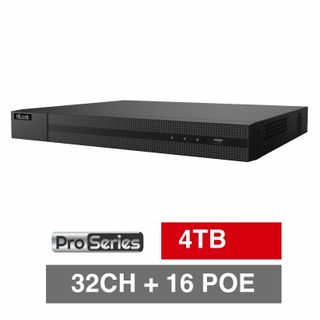 HILOOK, IP NVR, 32 channel (16x POE ports), 256Mbps bandwidth, 1x 4TB SATA HDD (2x 10TB max), VMD, 2x Ethernet, 2x USB2.0 & 1x USB3.0, 1 Audio In/Out, 2x HDMI/1xVGA
