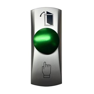 NETDIGITAL, Switch plate, Wall, Surface mount, Labelled with symbols, Architrave, Stainless steel, With green push button, N/O only contacts
