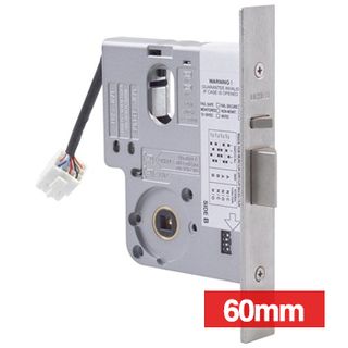 LOCKWOOD, Electric Mortice Lock, Monitored, Primary lock, Fail safe/fail secure, 60mm backset, No cylinder, Satin chrome, 12- 24v DC,
