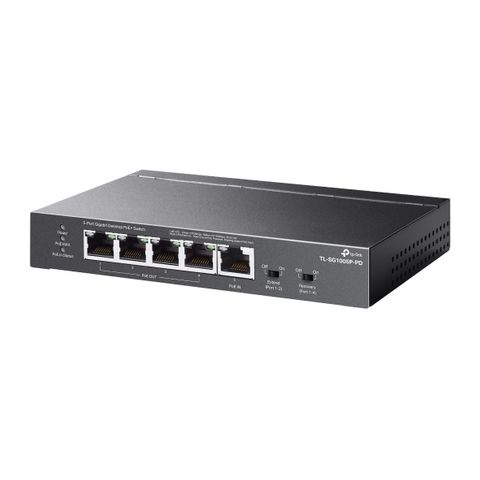 TP LINK, Desktop Gigabit POE+ splitter, 1 port POE++ in/4 port POE+ out, Extend mode (up to 250m), Powered by POE.