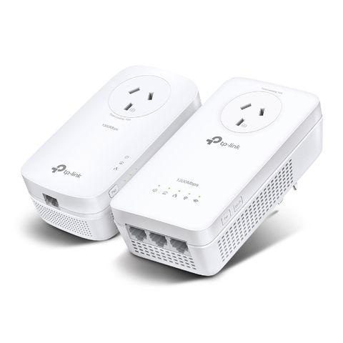 TP LINK, Powerline adapter kit, 1300 Mbps, AC passthrough, Wi-Fi acess point, 1x Gigabit ports on remote end, max 300m.