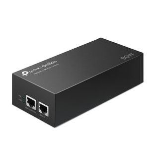 TP LINK, Single port 10 Gbps POE++ injector, Max 90W (48V DC), Integrated power supply, 240V AC.
