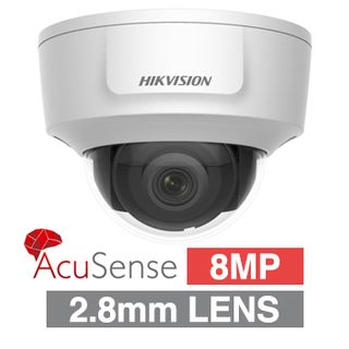 HIKVISION, 8MP HD-IP Vandal Dome camera with HDMI output, White, 2.8mm fixed lens, 30m IR, WDR, Day/Night (ICR), 1/1.8" CMOS, H.265/H.265+, IK10, Tri-axis, 12V DC/PoE HMDI OUT
