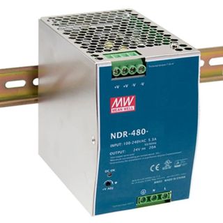 MEANWELL, 48V Din rail mount Power Supply, 10A, 480W, 48-55V adjustable output, 86x125x128mm