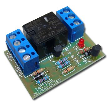 TAC TEC, Relay, Dual input, 12V DC, SPDT, 30V DC 6A contacts, + or - trigger input, LED status indicator,