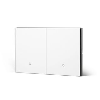 KONEC, Zigbee, 2 Gang Smart Light Switch, Glass WHITE, Large Buttons (NDIS approved) with Blue LED indicator, 110-240V, Max. 16A, Gateway req.