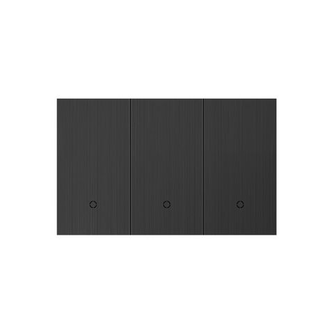 KONEC, Zigbee, 3 Gang Smart Light Switch, Brushed metal BLACK, Large Buttons (NDIS approved) with Blue LED indicator, 110-240V, Max. 16A, Gateway req.