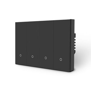 KONEC, Zigbee, 4 Gang Smart Light Switch, Plastic BLACK, Large Buttons (NDIS approved) with Blue LED indicator, 110-240V, Max. 16A, Gateway req.