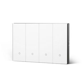 KONEC, Zigbee, 4 Gang Smart Light Switch, Glass WHITE, Large Buttons (NDIS approved) with Blue LED indicator, 110-240V, Max. 16A, Gateway req.