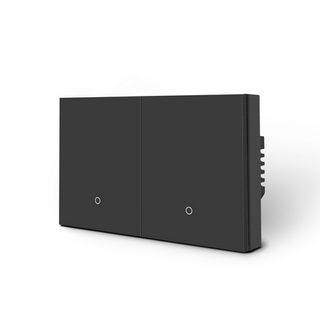 KONEC, Zigbee, 2 Gang Smart Light Switch, Plastic BLACK, Large Buttons (NDIS approved) with Blue LED indicator, 110-240V, Max. 16A, Gateway req.