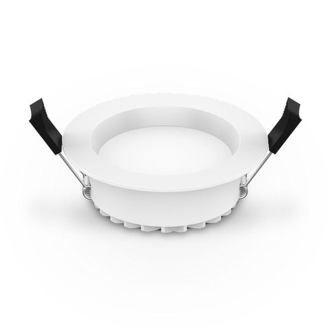KONEC, Zigbee Smart Downlight, Recessed, 110mm diameter, White Aluminium, Controllable RGB (2700K-6500K), Dimmable (850-900lm), 220-240V, 90 degree beam, 10W, incl extermal Driver, Gateway req.
