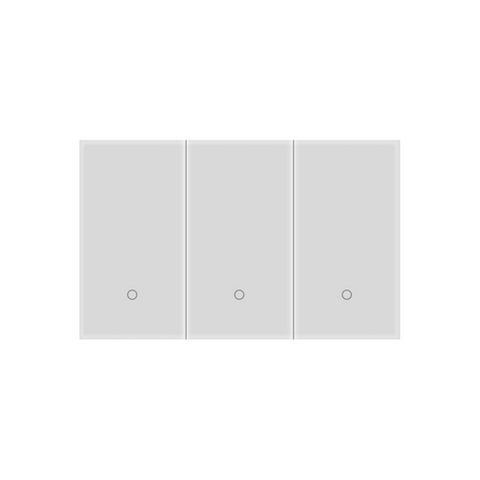 KONEC, Zigbee, 3 Gang Smart Light Switch, Glass WHITE, Large Buttons (NDIS approved) with Blue LED indicator, 110-240V, Max. 16A, Gateway req.