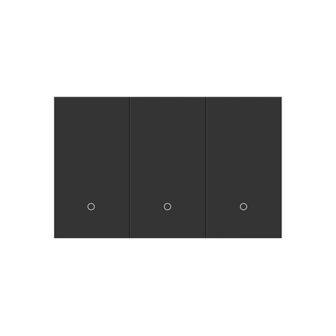 KONEC, Zigbee, 3 Gang Smart Light Switch, Plastic BLACK, Large Buttons (NDIS approved) with Blue LED indicator, 110-240V, Max. 16A, Gateway req.