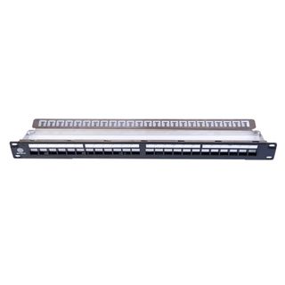 GARLAND, Patch panel, Empty frame for 24 jacks, 19" 1RU, 482(W) x 44(H) x 98(D)mm, Dark charcoal powder coated finish.