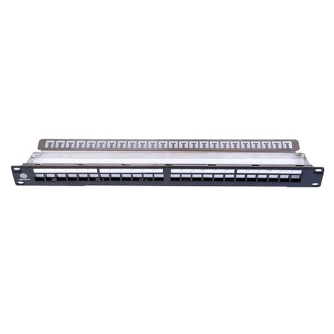 GARLAND, Patch panel, Empty frame for 24 jacks, 19" 1RU, 482(W) x 44(H) x 98(D)mm, Dark charcoal powder coated finish.
