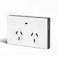 KONEC, Zigbee, Double Smart Power Point, Glass WHITE, Capactive touch buttons with Blue LED indicators, USB C port for device charging, 110-240V, 2x 10A, Gateway req.